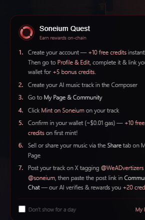 Mint a track on Soneium